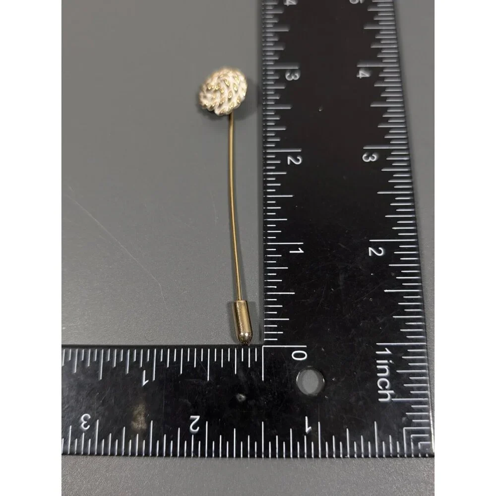 Vintage White Rope Textured Round Gold Tone‎ Stick Pin Nautical